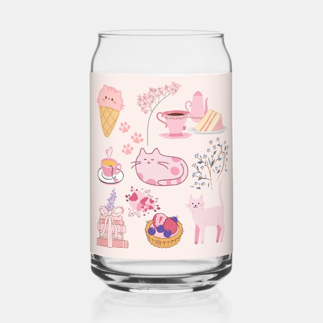 Rosa Teekatzen Dosenglas (Vorderseite)