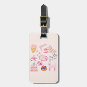 Rosa Teekatzen Gepäckanhänger