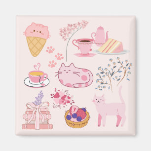 Rosa Teekatzen Magnet