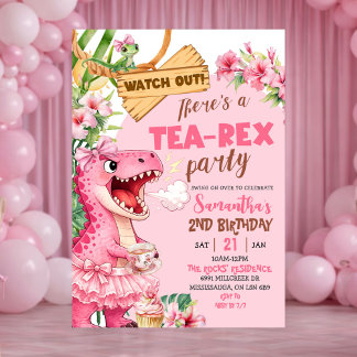 Rosa Teerex auf freiem Fuß Mädchen Geburtstag Einladung