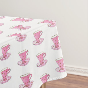 Rosa Teetasse Handbemaltes Wasserfarben-Mädchen-Mu Tischdecke