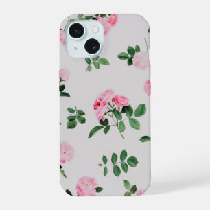 Rosa Telefon-Hülle mit rosa Rosen iPhone 15 Hülle