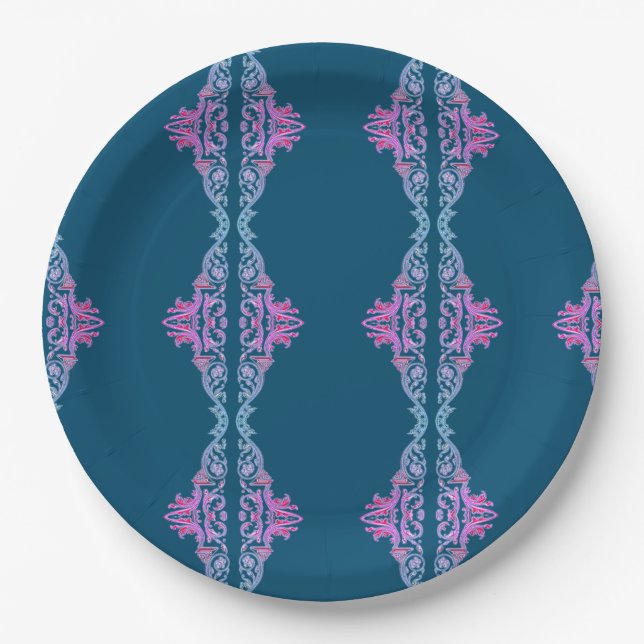 Rosa Teller aus Zierpapier (Vorderseite)