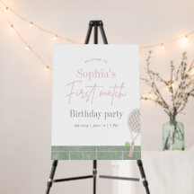 Rosa Tennis First Birthday Party Preppy Klassiker 