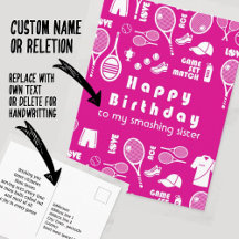 Rosa 💗 Tennis 🎾 Glückliche Geburtstagskarte