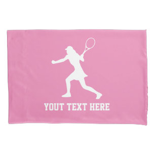 Rosa Tennispieler-Silhouette-Kissenbezug für Mädch Kissenbezug