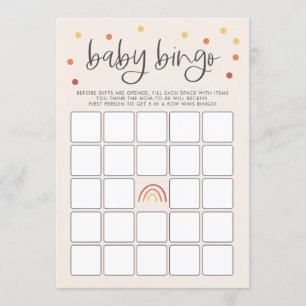 Rosa Terracotta Rainbow Baby Dusche Bingo Spiel Einladung