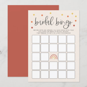 Rosa Terracotta Rainbow Brautparty Bingo Game Einladung