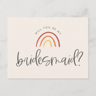 Rosa Terracotta Rainbow Bridesmaid Vorschlag Einladungspostkarte