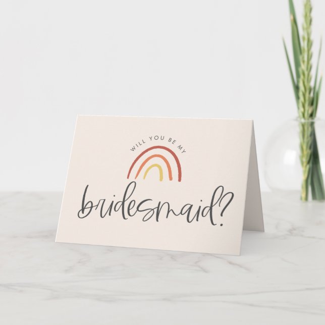 Rosa Terracotta Rainbow Bridesmaid Vorschlag Karte (Vorderseite)
