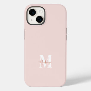 Rosa & Terrakotta modernes initiales Monogramm Cas iPhone 14 Hülle