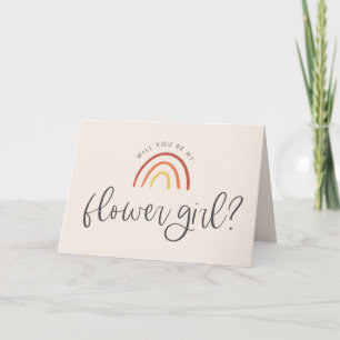 Rosa Terrakotta Regenbogen-Blumenmädchen Antrag Karte