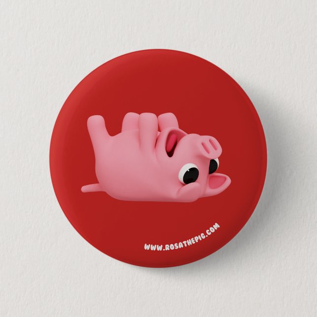 Rosa the Pig laying on her back Button (Vorderseite)