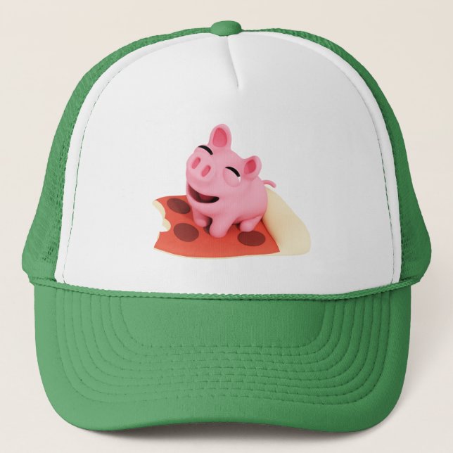 Rosa the Pig Love Pizza Truckerkappe (Vorderseite)
