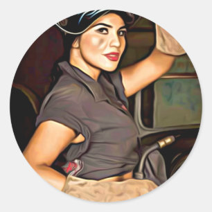 Rosa-the-welder Runder Aufkleber