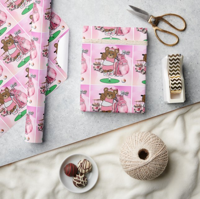 Rosa Themengolf für Golfer Geschenkpapier (Kunsthandwerk)