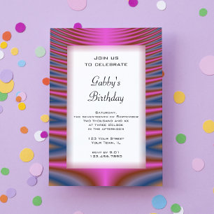 Rosa Tie-Dye-Birthdayparty Einladung