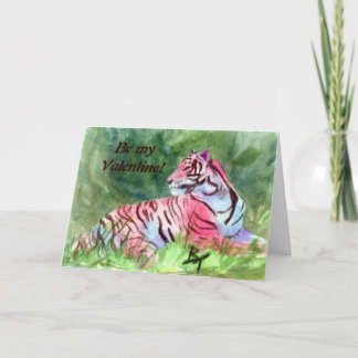 Rosa Tiger aceo, ist myValentine! Feiertagskarte