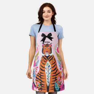 Rosa Tiger Blumen-Schleife Ästhetik Chic Künstleri Schürze