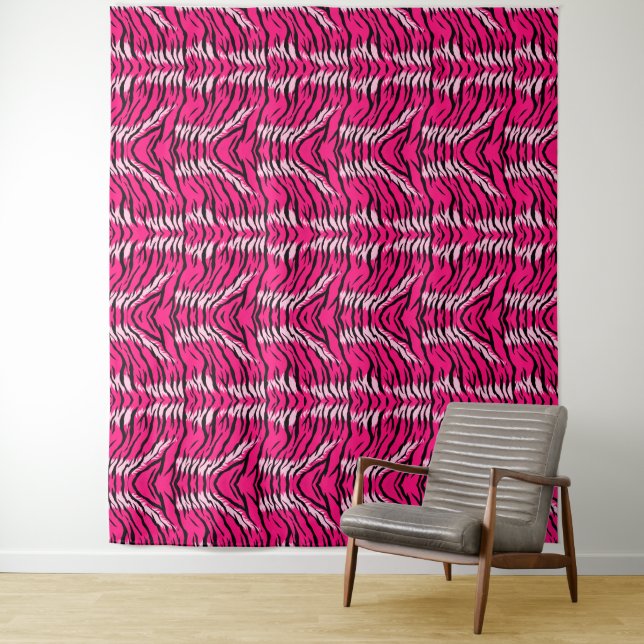 Rosa Tiger-Tierhaut-Musterdesign  Wandteppich (Beispiel)