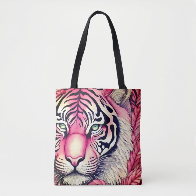 Rosa Tiger, Tigergesicht Tasche (Vorderseite)
