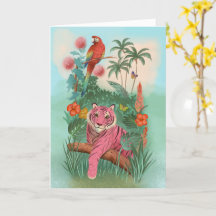 Rosa Tiger und Parrot Tropischer Dschungel