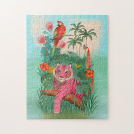 Rosa Tiger und tropischer Parrot-Dschungel