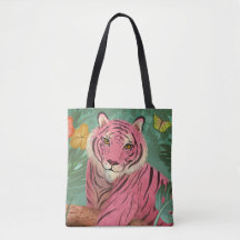 Rosa Tiger und tropischer Parrot-Dschungel