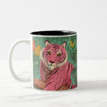 Rosa Tiger und tropischer Parrot-Dschungel