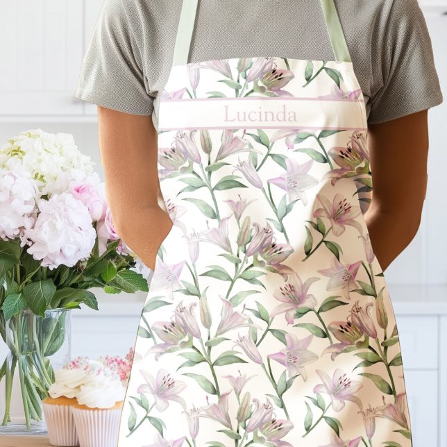 Rosa Tigerlilien-Schürze Schürze (Lilies Apron Pink)
