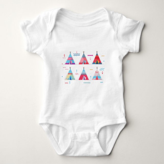 Rosa Tipi Baby Strampler (Vorderseite)
