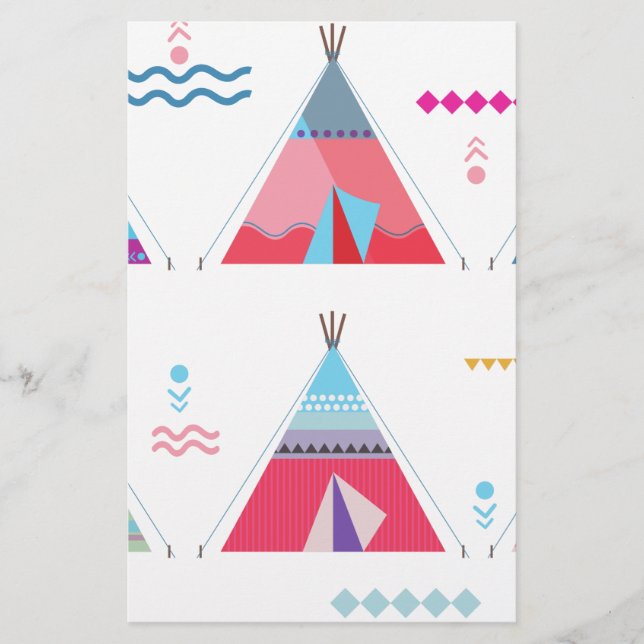 Rosa Tipi Briefpapier (Vorderseite)