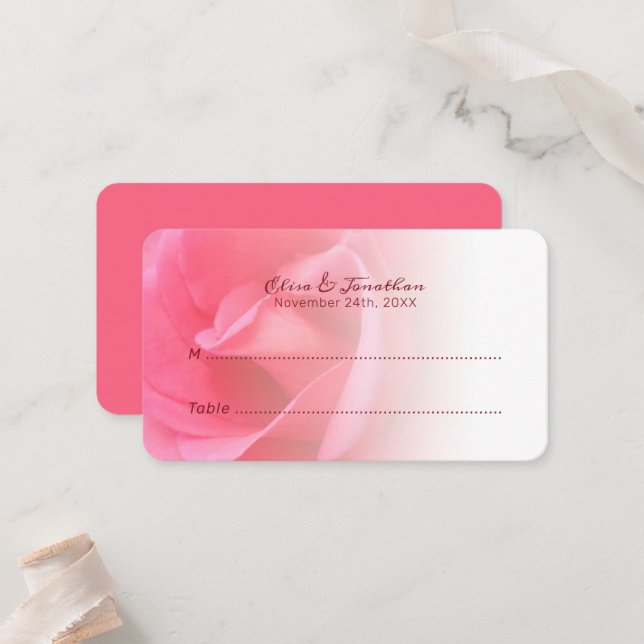 Rosa TischEscort Platzkarte (Vorderseite/Rückseite Beispiel)