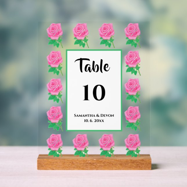 Rosa Tischnummer Akryllische Beschriftung Acrylschild (Neutral)