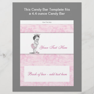 Rosa Toile Babyparty Süßigkeitenriegel Hülle Flyer