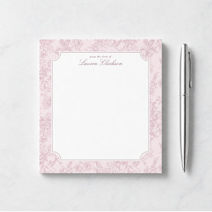 Rosa Toile-Blumen-Notizblock Notizblock
