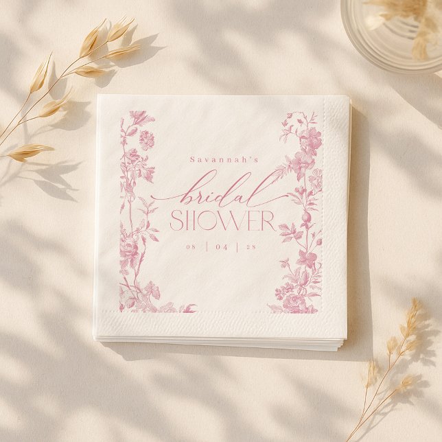 Rosa Toile Brautparty Napkins | Vintag Serviette (Von Creator hochgeladen)