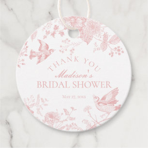 Rosa Toile De Jouy Blumen Hochzeitsdusche Geschenk Geschenkanhänger