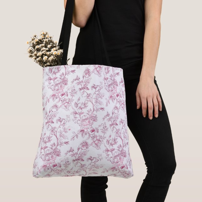 Rosa Toile De Jouy Blumenmuster Tasche (Von Nahem)