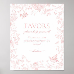Rosa Toile De Jouy Vintage Florale Gefallen Schild