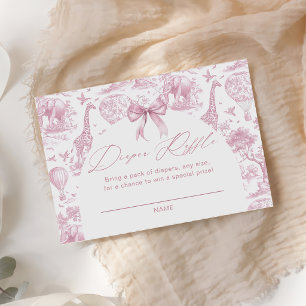 Rosa Toile Safari-Tier-Windel Tombola Begleitkarte