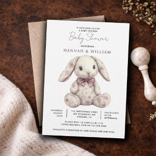 Rosa Toiletten-Häschen-Mädchen-Baby-Party Einladung