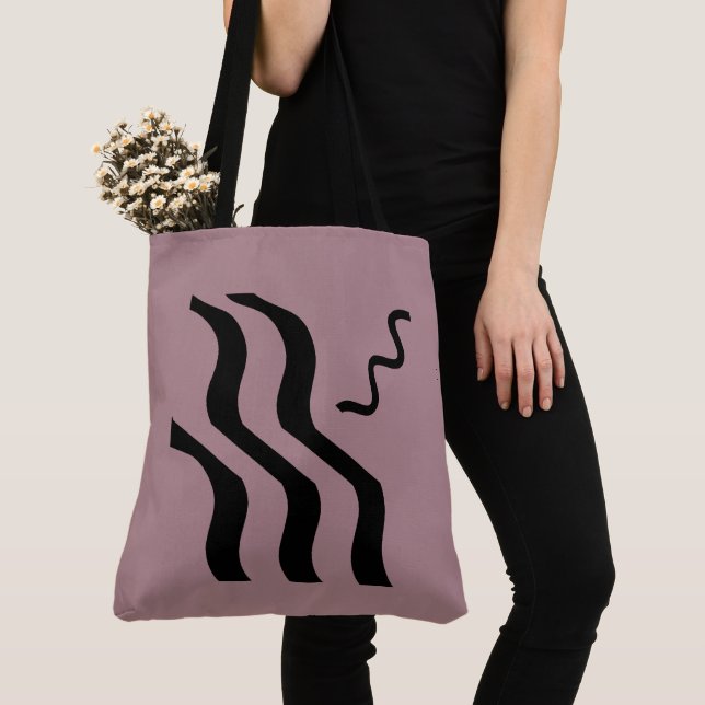 Rosa Töne Schwarze Wellen Azteken-Design Tasche (Von Nahem)