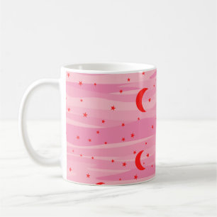 Rosa Tones Night Sky - Moon & Stars Kaffeetasse