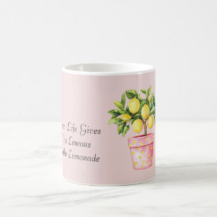 Rosa Topf Gelbe Zitrone Pflanze Kaffeetasse