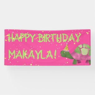 Rosa Tortoise Birthday Banner  Geburtstag der Schi