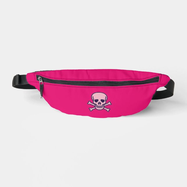 Rosa Totenkopf fuchsia Bauchtasche (Vorderseite)