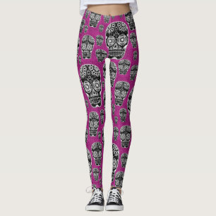 Rosa Totenkopf-Leggings mit Glitter-Effekt Leggings