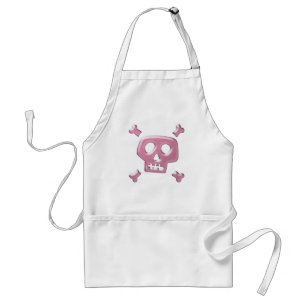 Rosa Totenkopf mit gekreuzter Knochen Schürze