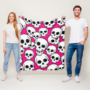 Rosa Totenkopf-Muster Fleece-Decke Fleecedecke